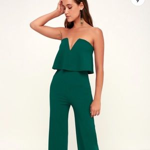 Lulus jumpsuit dark green.